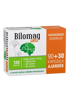 Bilomag PLUS 110 mg Ginkgo biloba kivonatot tartalmazó étrend-kiegészítő kapszula 90+30x