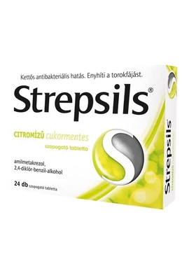 STREPSILS CITROMÍZŰ CUKORMENTES SZOPOGATÓ TABLETTA - 24X
