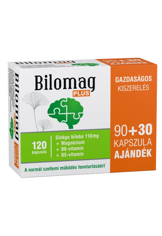 Bilomag PLUS 110 mg Ginkgo biloba kivonatot tartalmazó étrend-kiegészítő kapszula 90+30x