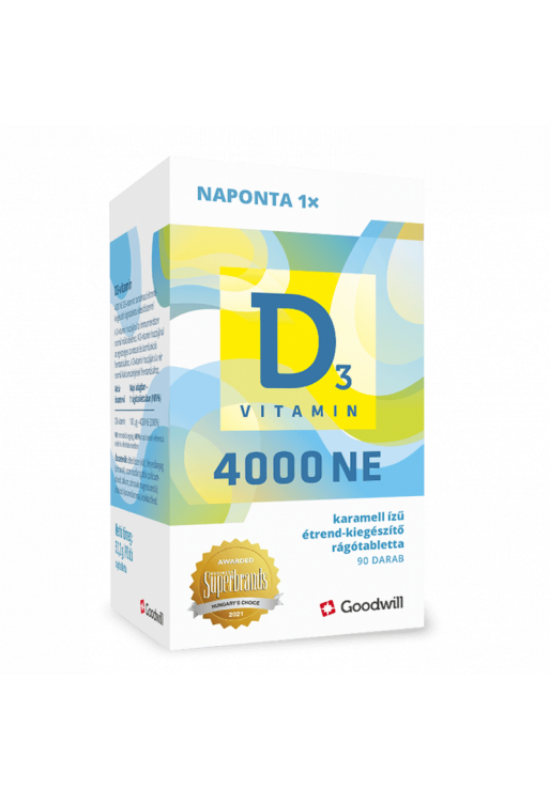 Goodwill D3-vitamin 4000NE rágótabletta – 90db