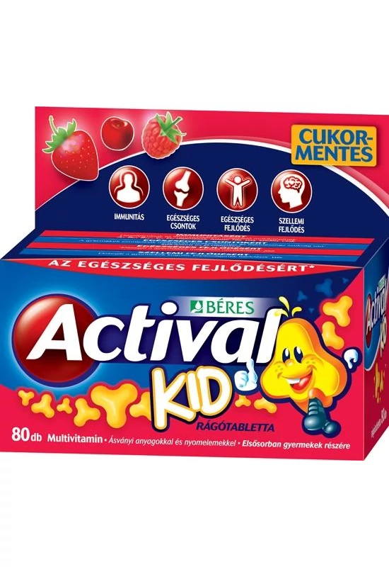 BÉRES ACTIVAL KID MULTIVITAMIN RÁGÓTABLETTA - 80X