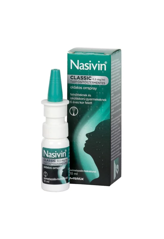 NASIVIN CLASSIC 0,5 MG/ML TARTÓSÍTÓSZERMENTES OLDATOS ORRSPRAY - 10 ML